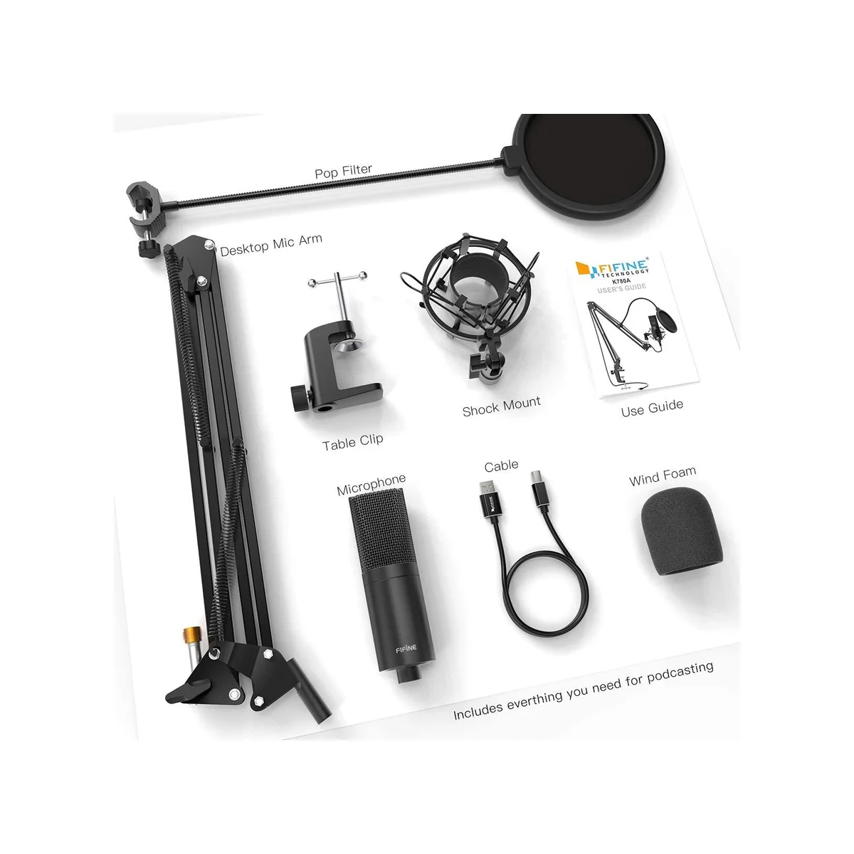 FIFINE K780 Factory Professional Recording USB Microphone with Arm Stand - K780 view 2