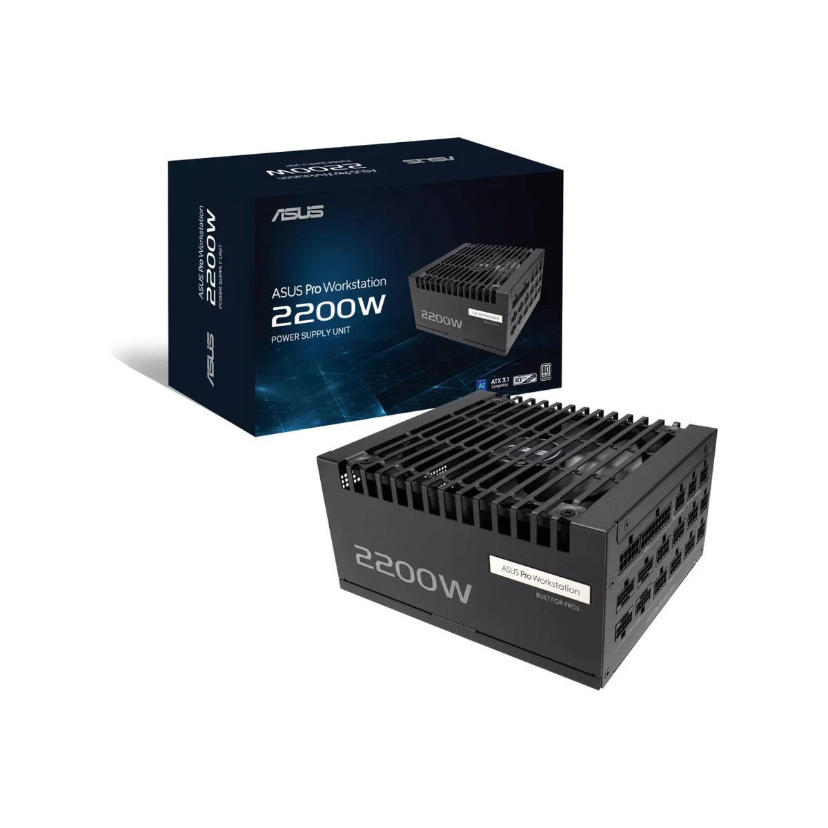ASUS Pro WS 2200W 80 PLUS Platinum ATX 3.1 Power Supply - Black - 90YE00Z1-B0NA00