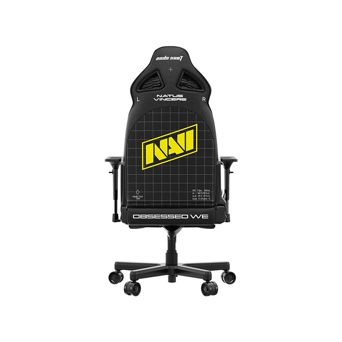 ANDASEAT NAVI Edition Premium Gaming Chair - Black (PVC Leather, L Size, 60kg/m³ Foam, 160° Recline) - AD19-04-BW-PV view 3