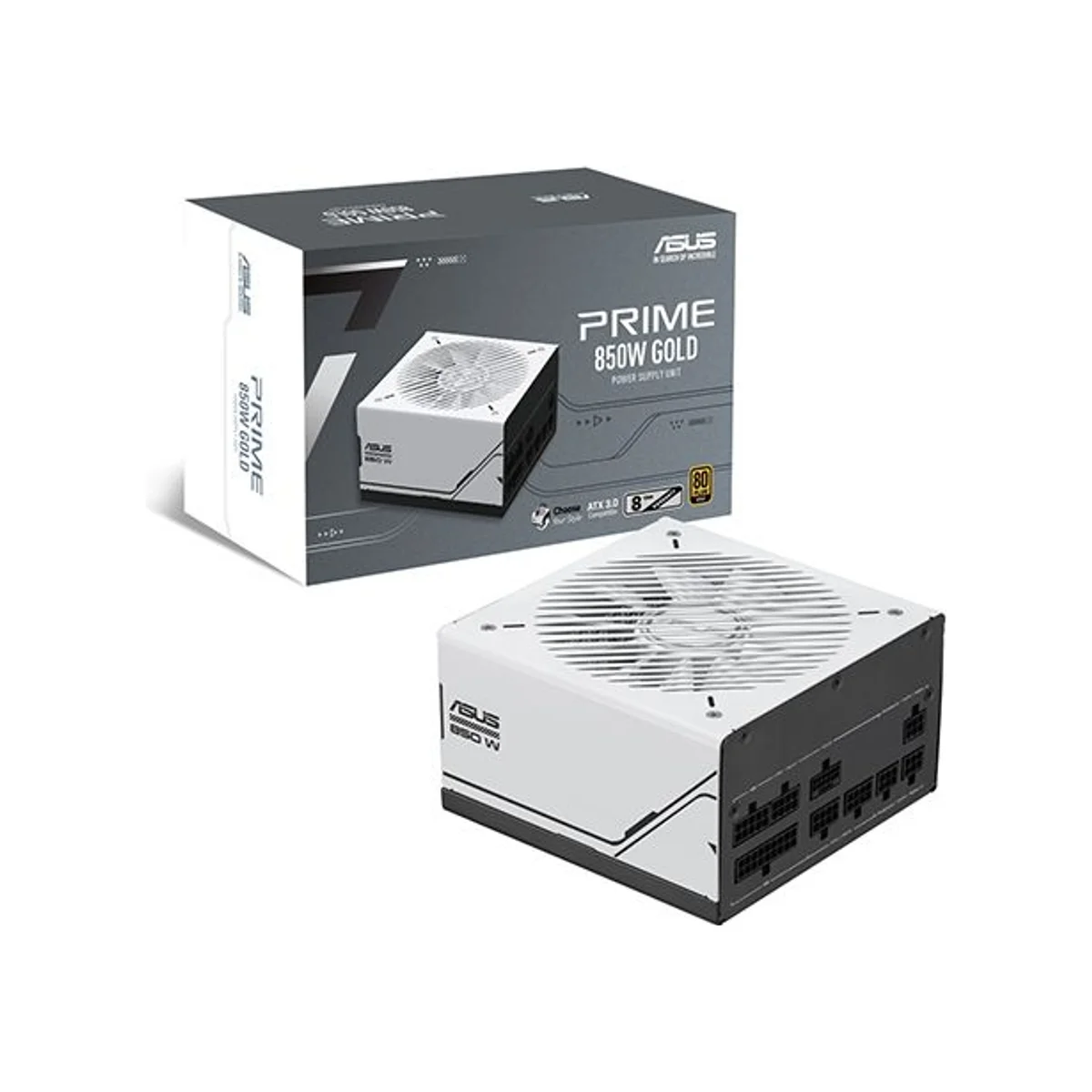 ASUS Prime 850W 80 PLUS GOLD Modular ATX Power Supply - White - White - 90YE00U0-B0NB00