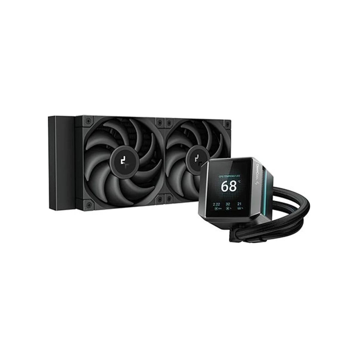DEEPCOOL Mystique 240 LCD 240mm AIO Liquid CPU Cooler - Black - 2.8" LCD, Addressable RGB, 410mm Tubes - R-LX550-BKDSNC-G-1