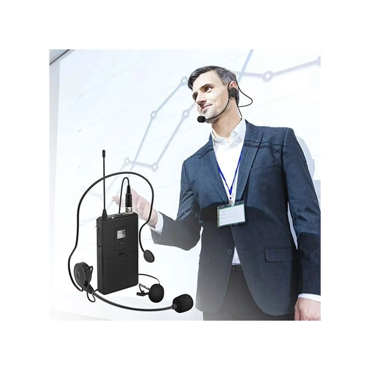 FIFINE K037B Wireless Microphone Set with Headset / Lavalier Mics - Black (UHF, Cardioid, 50-16kHz) - K037B view 6