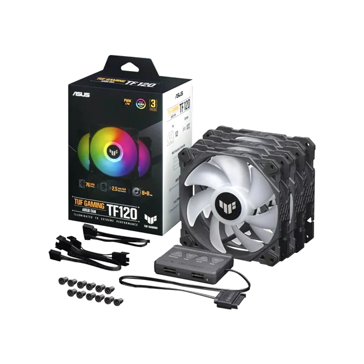 Asus TUF Gaming TF120 ARGB Triple Fan Kit with ARGB Controller - 90DA0030-B09030 view 7