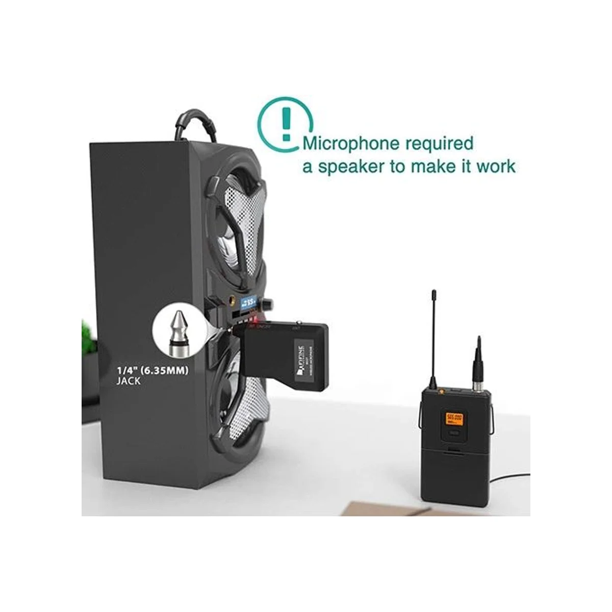 FIFINE 20-Channel UHF Wireless Lavalier Lapel Microphone System with Bodypack Transmitter & Portable Receiver (Black) - K037 view 5