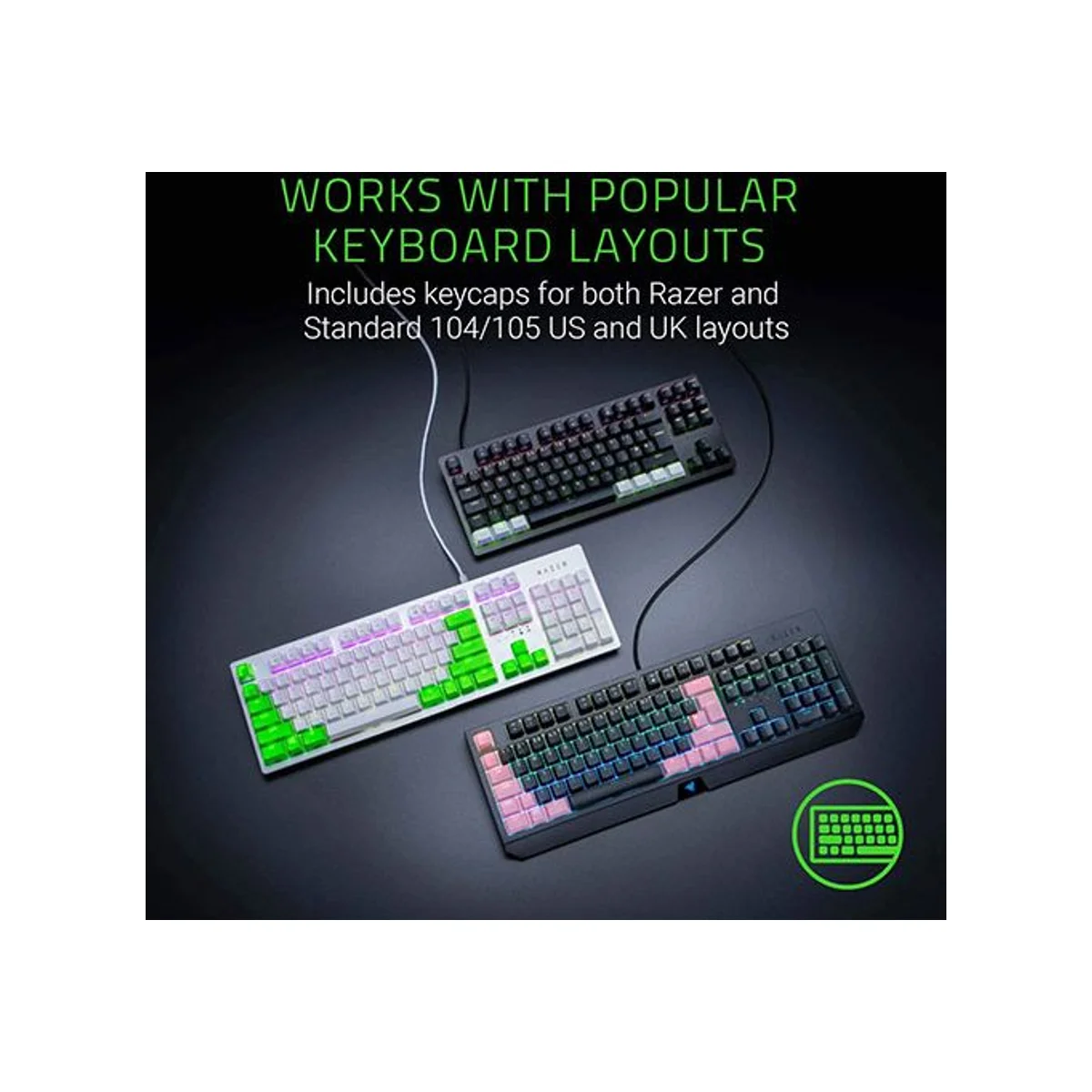 Razer PBT Keycaps Upgrade Set, DoubleShot Durability - Mercury White (PBT, Doubleshot, Backlight Compatible) - RC21-01490200-R3M1 view 5