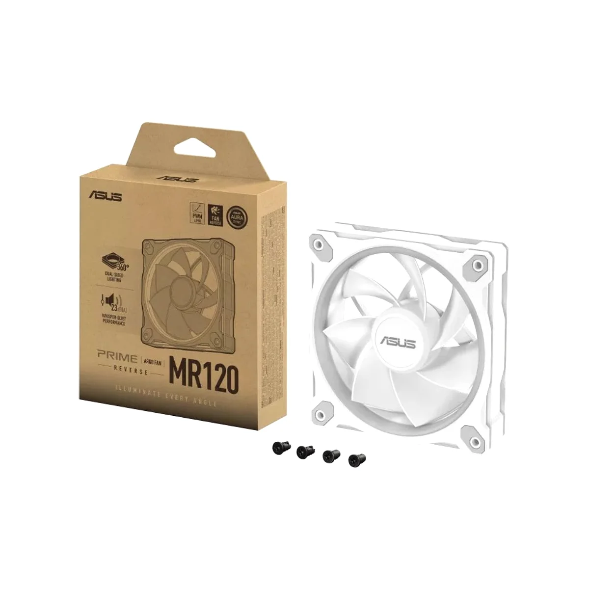 ASUS Prime MR120 ARGB Reverse Single Pack Fan - White - 90DA00L3-B09000