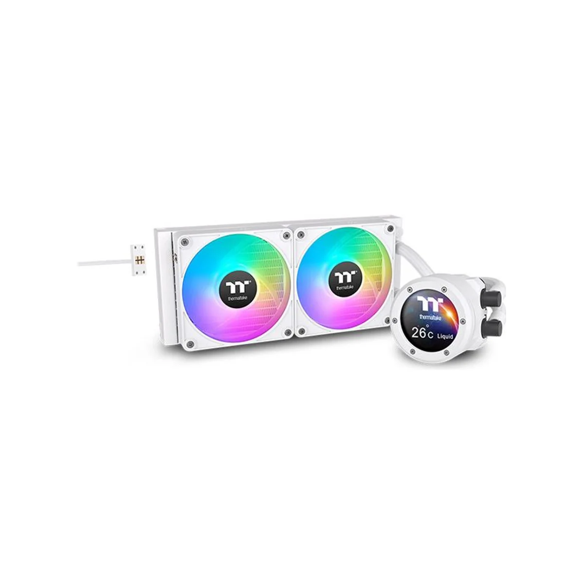THERMALTAKE TH240 V2 Ultra EX ARGB Sync Snow AIO CPU Liquid Cooler (White, 240mm Radiator, 2.1" LCD Display, ARGB Fans) - CL-W425-PL12SW-A