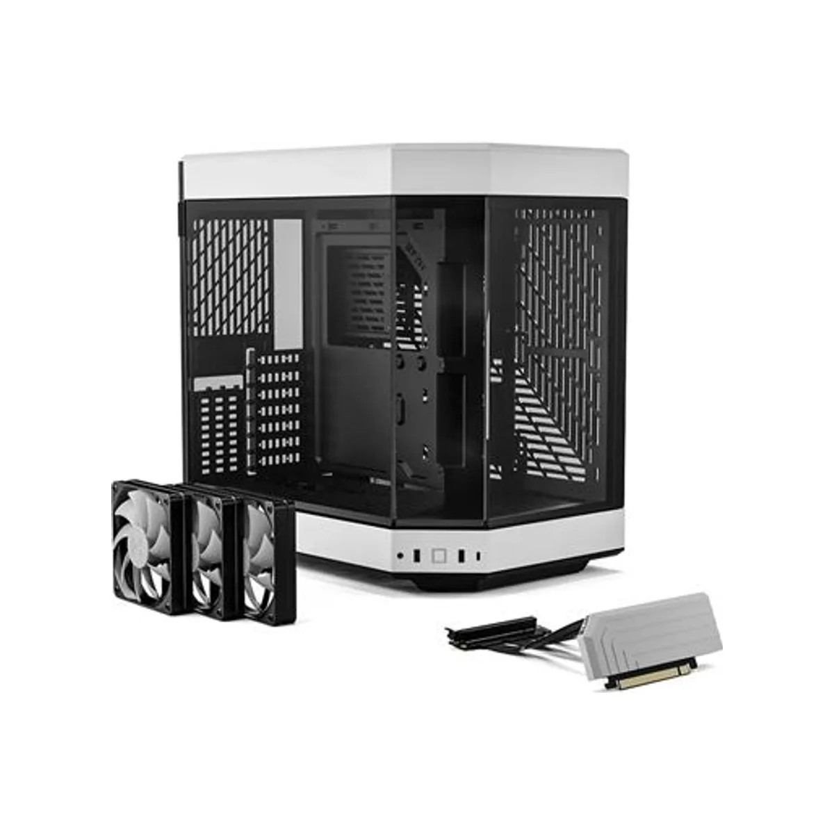 Hyte Y60 Dual Chamber Glass Panoramic Mid-Tower Gaming Case - White - CS-HYTE-Y60-BW view 2