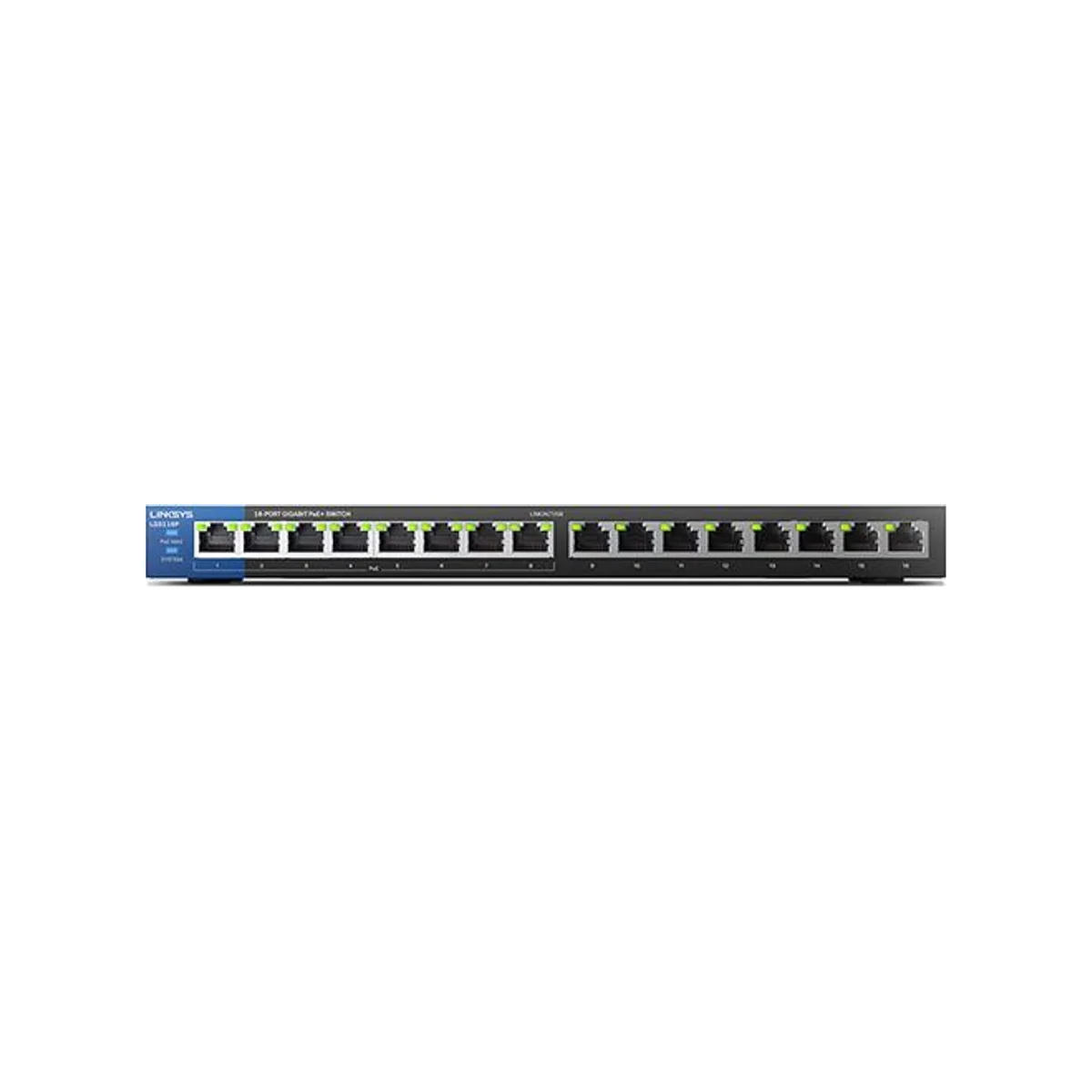 Linksys 16-Port Gigabit PoE+ Unmanaged Switch (8 PoE Ports) - LGS116P-UK