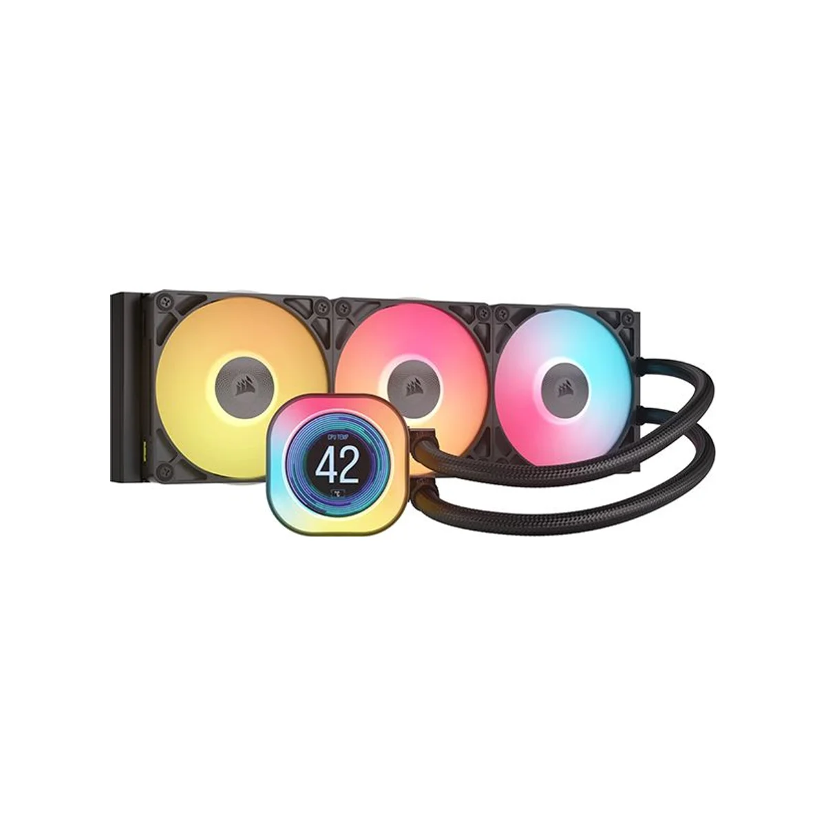 CORSAIR iCUE LINK TITAN 360 RX LCD Liquid CPU Cooler - Black (360mm Radiator, RGB LCD Display, 3x 120mm Fans) - CW-9061023-WW