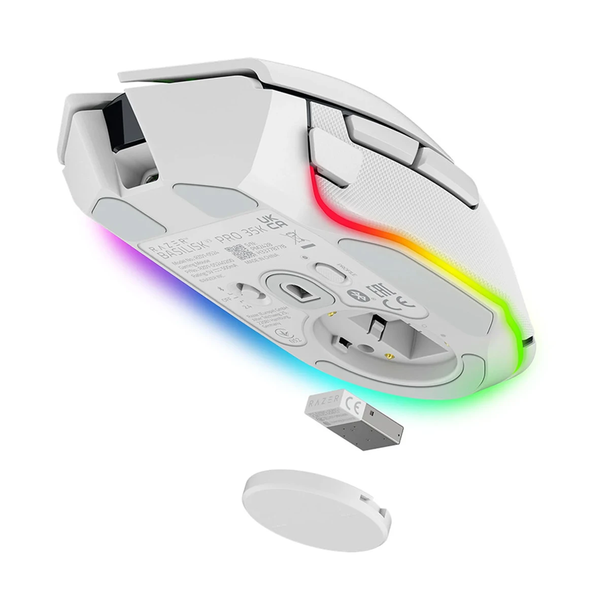 Razer Basilisk V3 Pro 35K Optical RGB Wireless Gaming Mouse - White - RZ01-05240200-R3G1 view 3