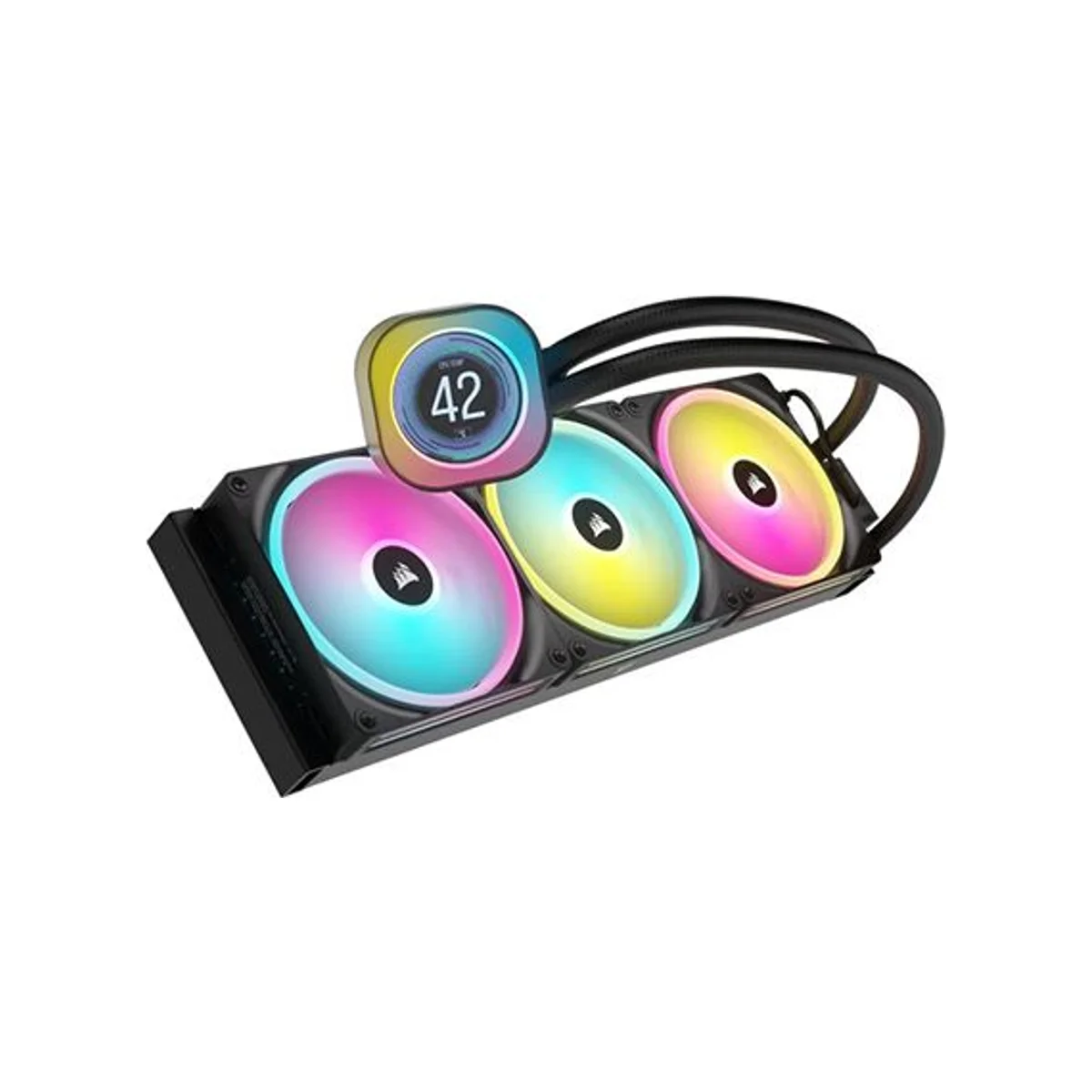 CORSAIR iCUE LINK H170i LCD RGB Liquid CPU Cooler - Black (420mm Radiator, QX140 RGB Fans, 2.1" LCD Screen) - CW-9061009-WW view 2