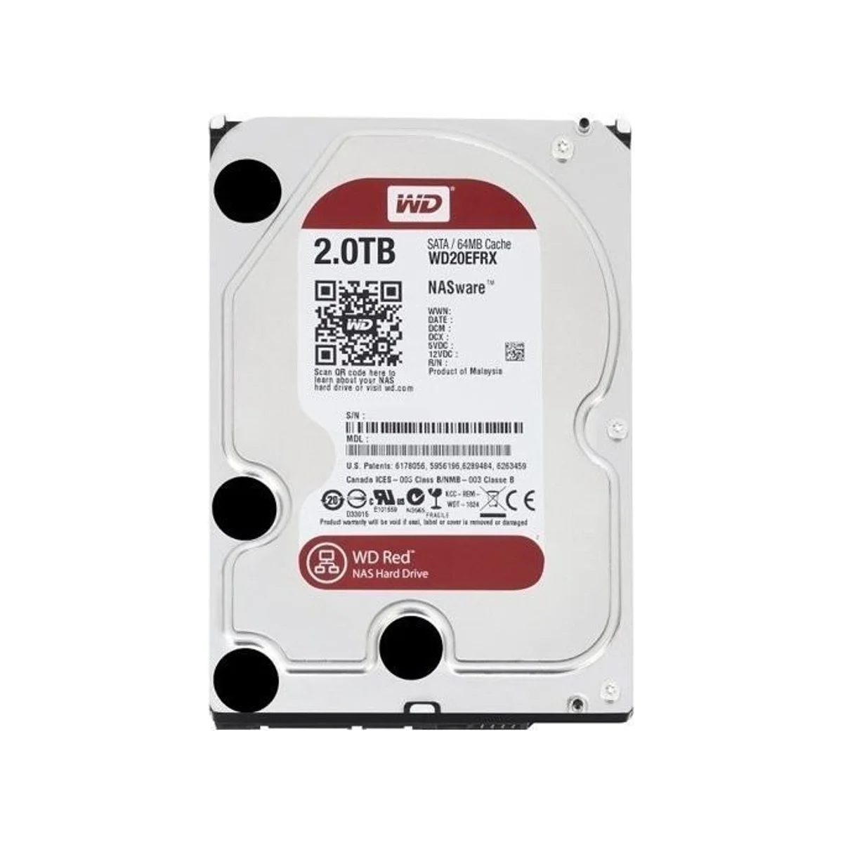 Western Digital WD Red Plus 2TB 5400RPM 64MB Cache SATA 6Gb/s 3.5" NAS HDD – WD20EFRX