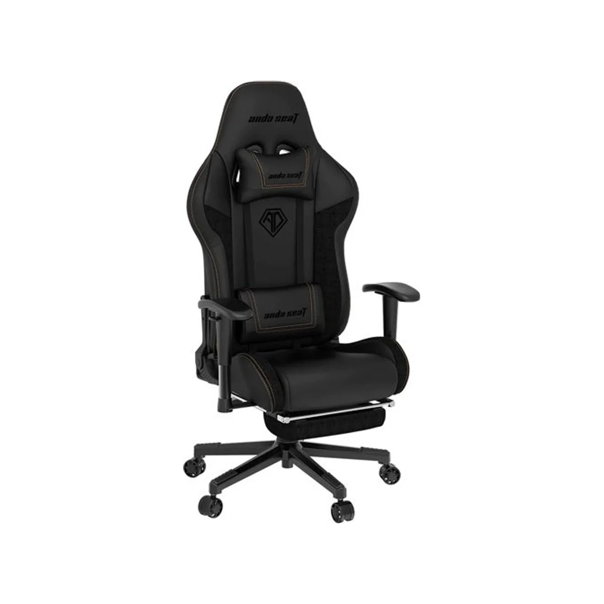 ANDASEAT Jungle 2 Series Gaming Chair with Footrest - Black (PVC Linen Fabric, 150KG Capacity, Ergonomic Design) - AD5T-03-B-PVF view 2