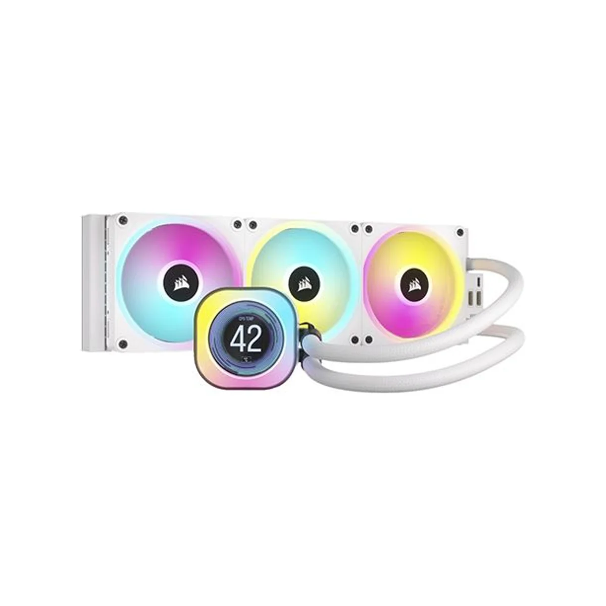 Corsair iCUE LINK H150i LCD CPU Liquid Cooler - White (360mm Radiator, QX120 RGB Fans, 2.1" LCD Display) - CW-9061010-WW