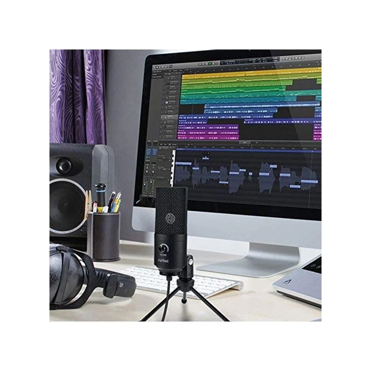 FIFINE Metal Condenser Recording Microphone For Laptop/MAC/Windows Cardioid Studio Recording Vocals, Voice Overs, Streaming Broadcast & YouTube Videos (Black) - K669B view 8