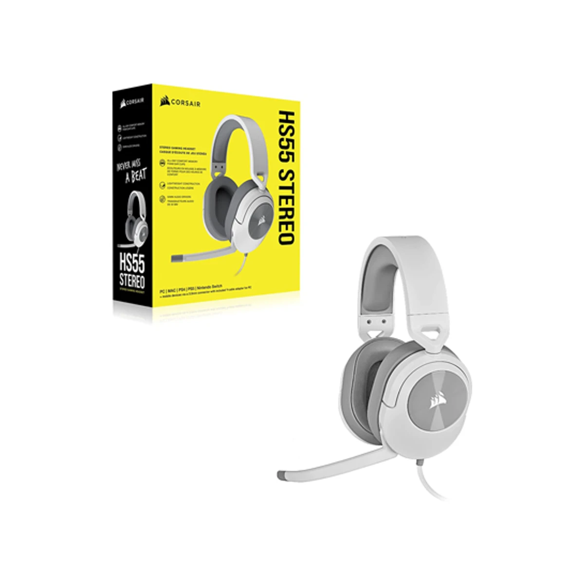 Corsair HS55 SURROUND Wired Gaming Headset - White | CA-9011266-NA view 2