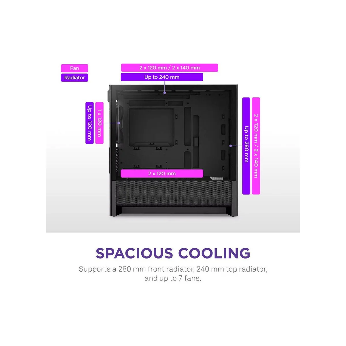 NZXT H3 Flow (2025) Micro-ATX Mid Tower Case - All Black - CC-H31FB-01 view 4