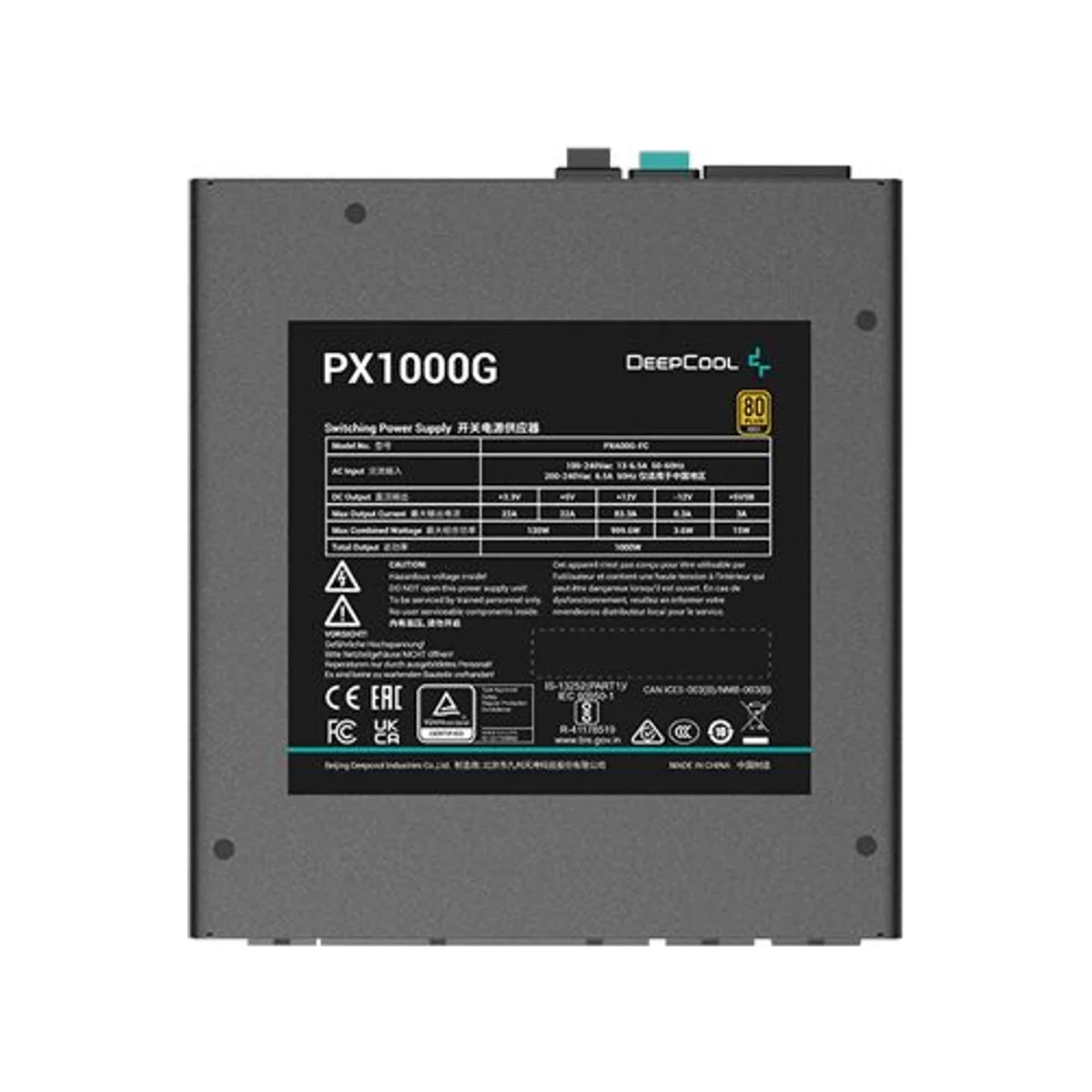DEEPCOOL PX1000G 1000W 80 Plus Gold Fully Modular Power Supply (ATX12V V3.0, 135mm FDB Fan, 12VHPWR) - R-PXA00G-FC0B-UK view 4