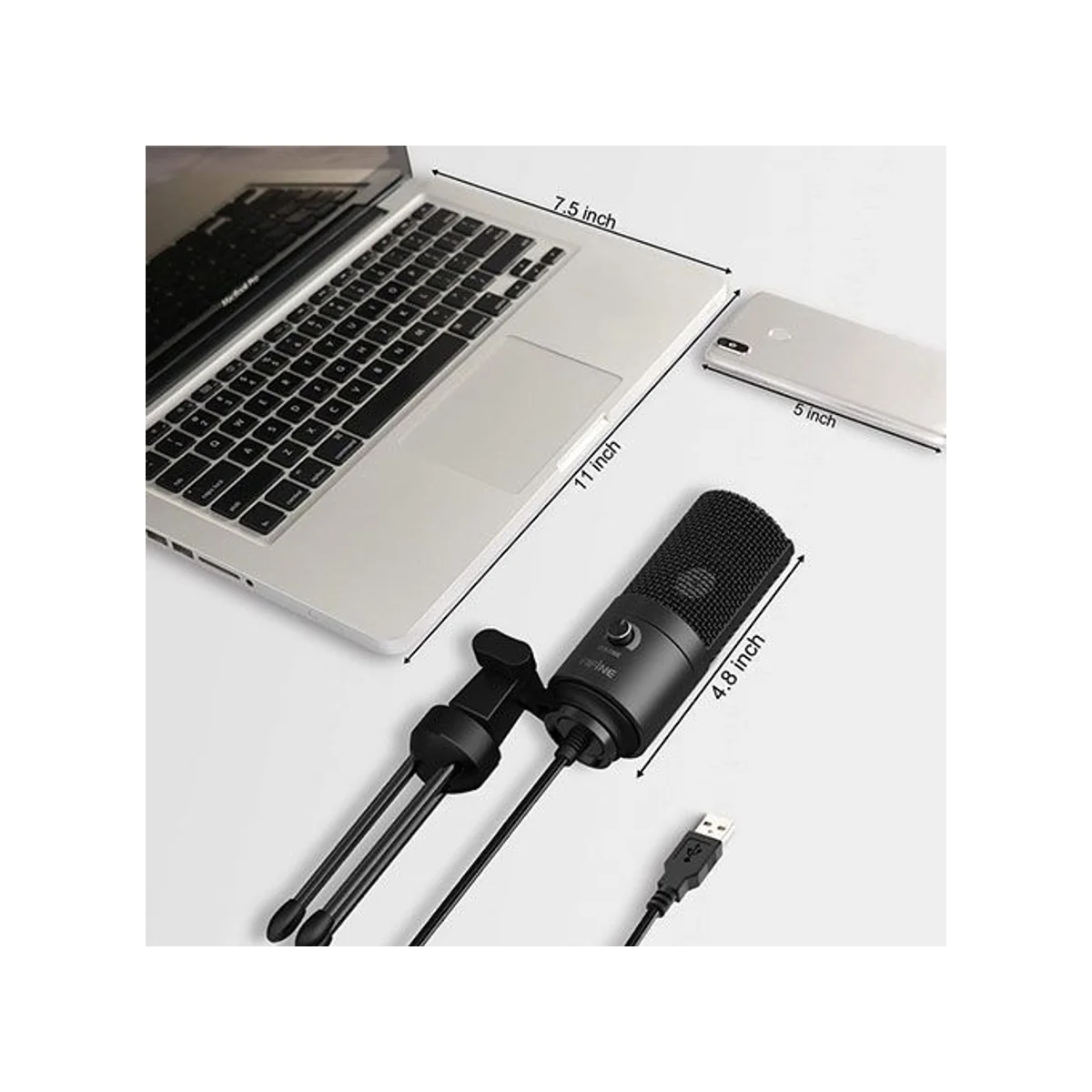 FIFINE Metal Condenser Recording Microphone For Laptop/MAC/Windows Cardioid Studio Recording Vocals, Voice Overs, Streaming Broadcast & YouTube Videos (Black) - K669B view 6