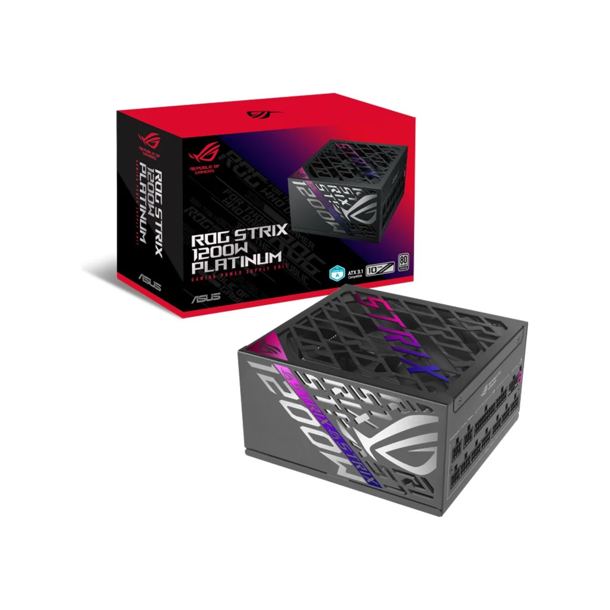 ASUS ROG STRIX 1200W Platinum Power Supply - Black (ATX 3.1, 80 Plus Platinum, Fully Modular) - 90YE00W0-B0NA00