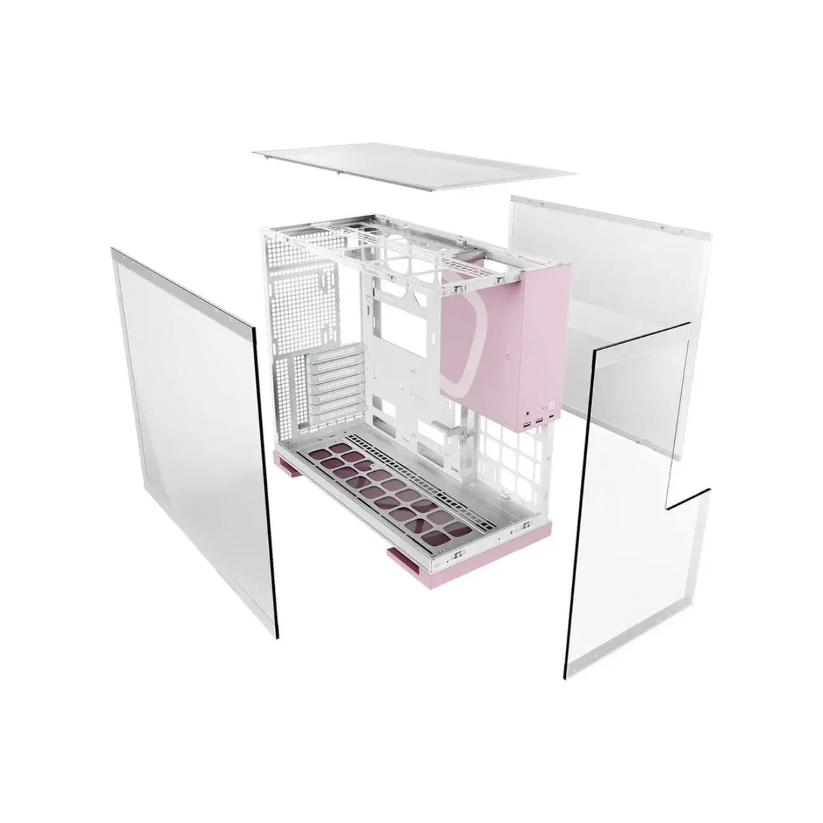 Geometric Future M5 Tempered Glass E-ATX Gaming Case - Pink - GEO-M5F-WPK view 4