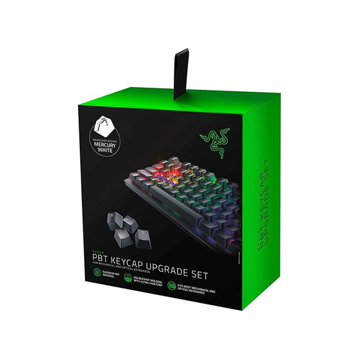 Razer PBT Keycaps Upgrade Set, DoubleShot Durability - Mercury White (PBT, Doubleshot, Backlight Compatible) - RC21-01490200-R3M1