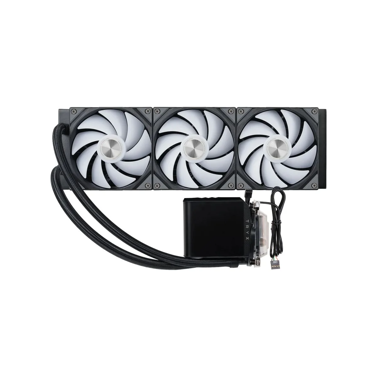 TRYX PANORAMA ARGB 360 ARGB AIO CPU Liquid Cooler - Black (360mm Radiator, AMOLED Screen, ARGB Fans) - L-P360A-AS3M-G0K view 3