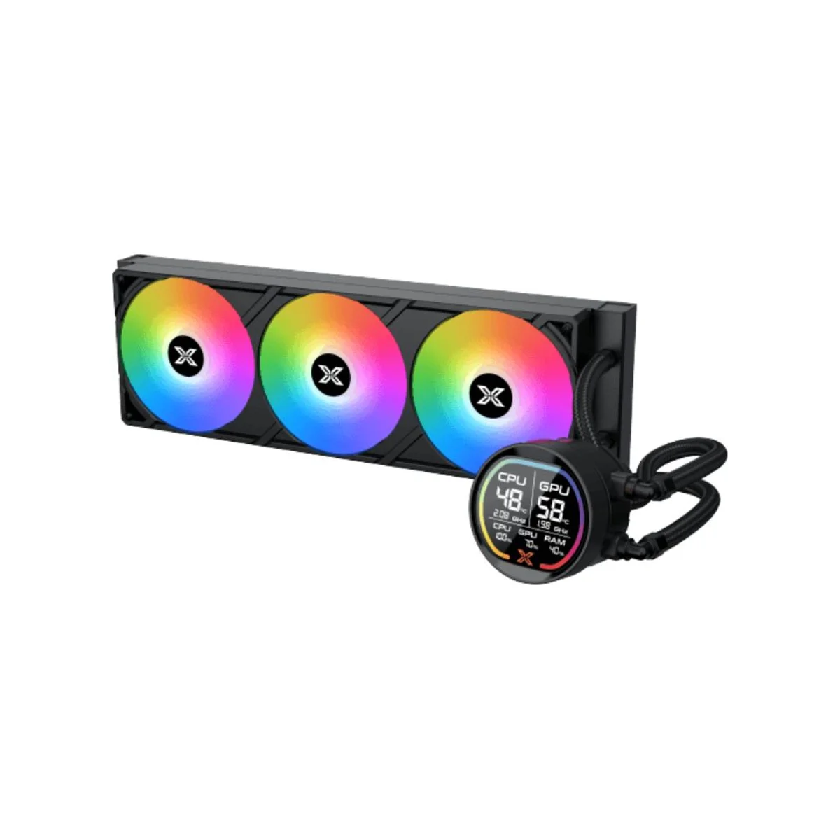 XIGMATEK LK Pro 360 Digital CPU Liquid Cooler - Black (360mm Radiator, ARGB Fans, Digital LCD) - EN47404 view 3