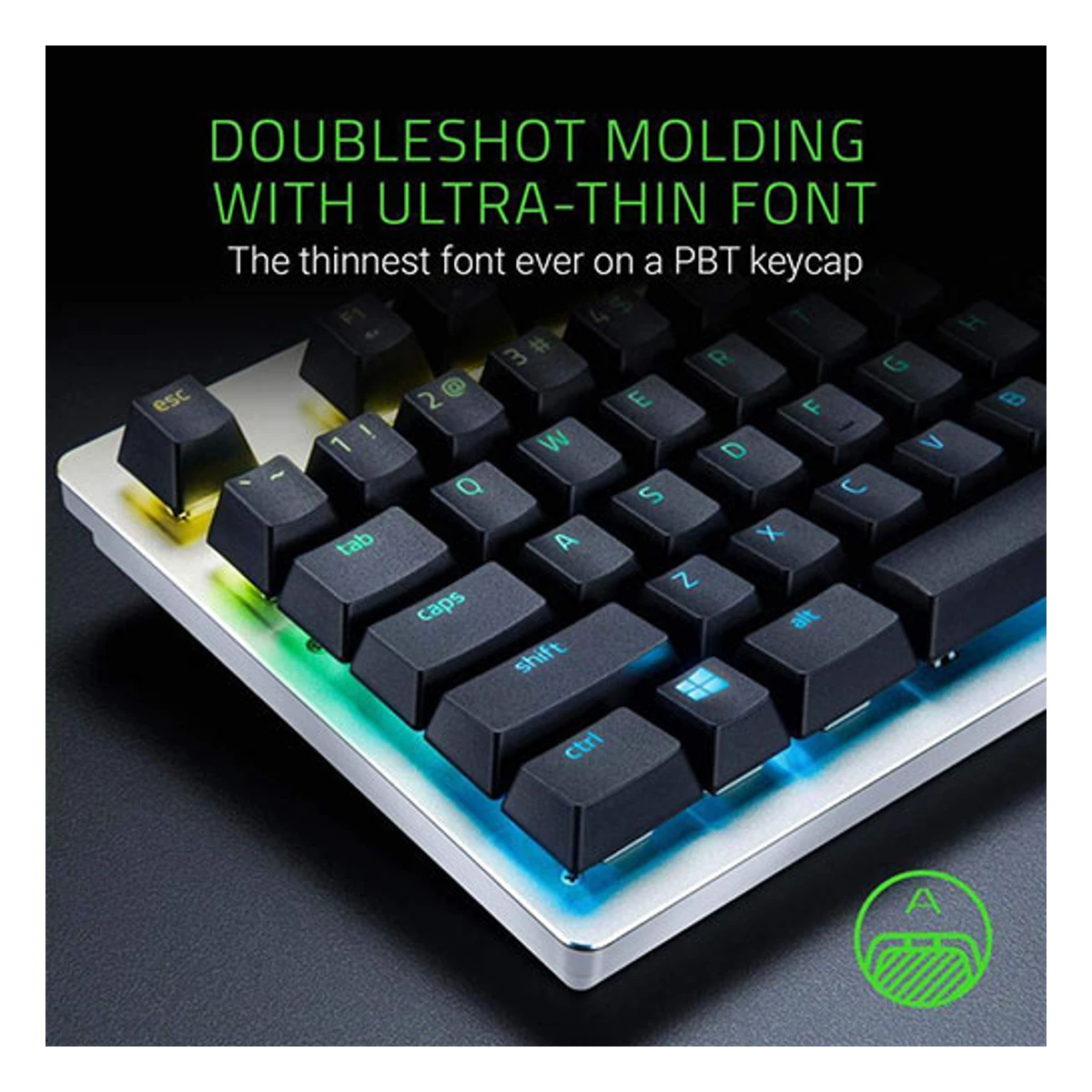 Razer Doubleshot PBT Keycap Upgrade Set for Mechanical & Optical Keyboards - Quartz Pink | RC21-01490300-R3M1 view 6