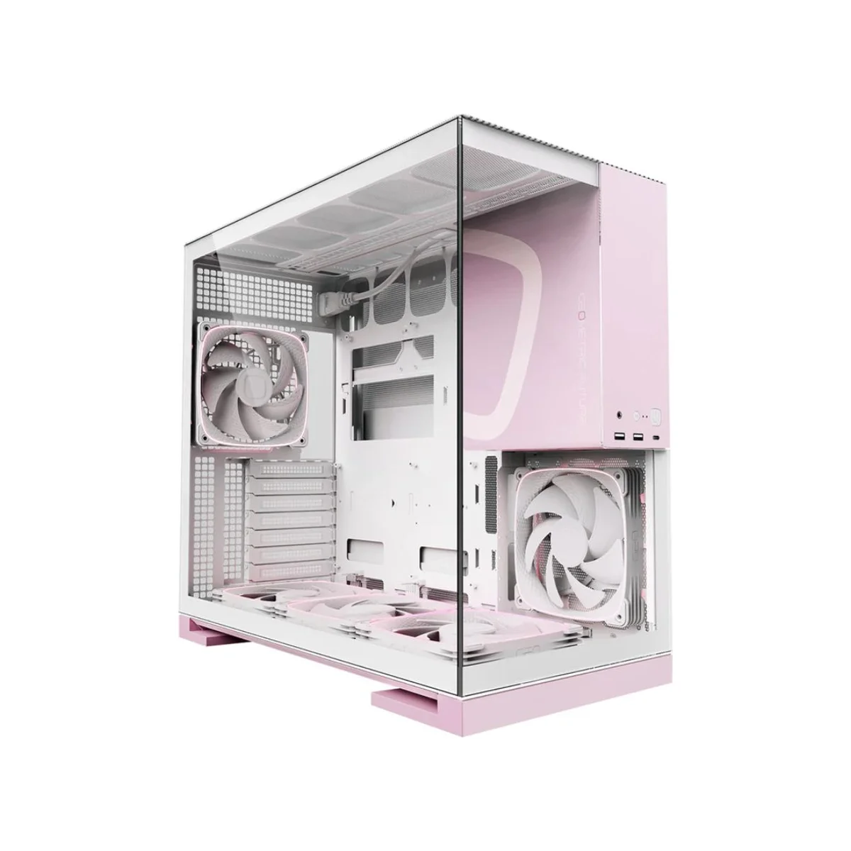 Geometric Future M5 Tempered Glass E-ATX Gaming Case - Pink - GEO-M5F-WPK