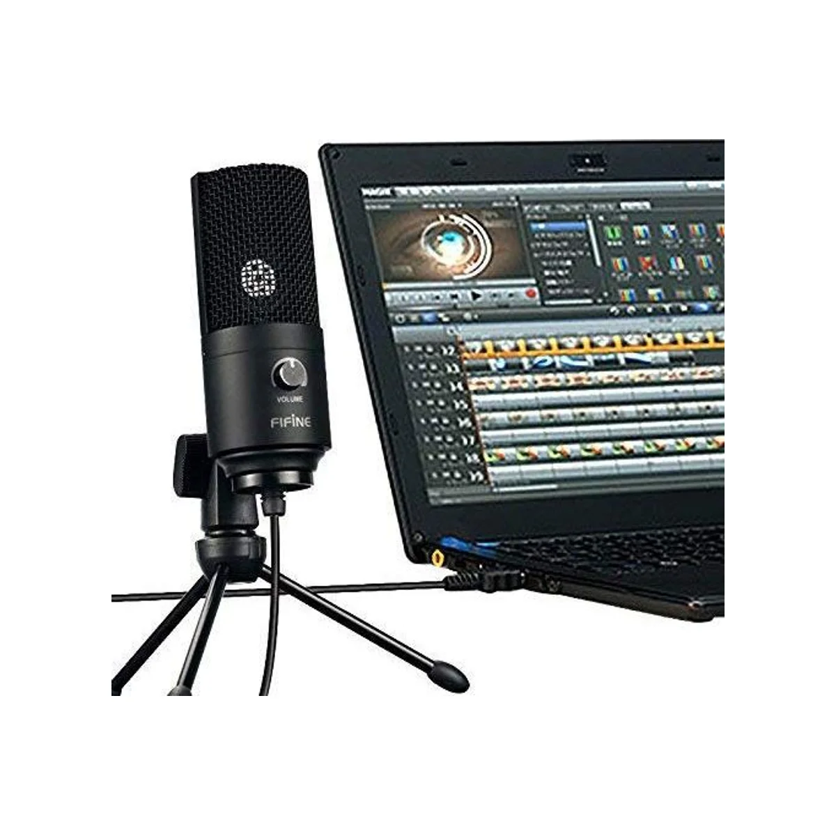 FIFINE Metal Condenser Recording Microphone For Laptop/MAC/Windows Cardioid Studio Recording Vocals, Voice Overs, Streaming Broadcast & YouTube Videos (Black) - K669B view 9
