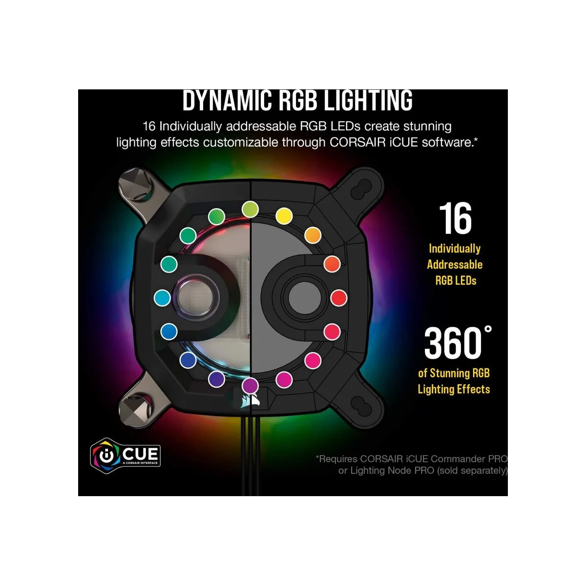 CORSAIR Hydro X Series XC7 RGB CPU Water Block (Black, RGB, Nickel-Plated Copper) - CX-9010004-WW view 5
