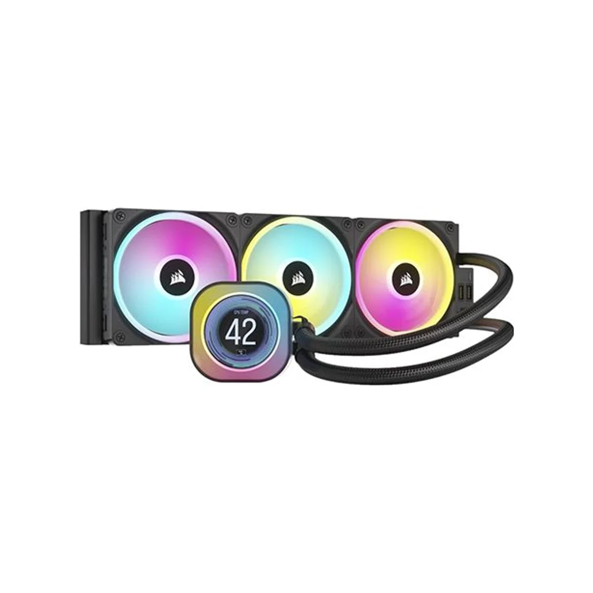 CORSAIR iCUE LINK H150i LCD CPU Liquid Cooler - Black (360mm Radiator, QX120 RGB Fans, Customizable LCD Screen) - CW-9061008-WW