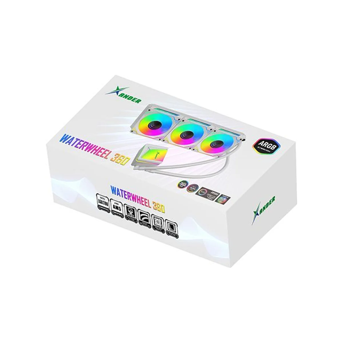 XANDER WATERWHEEL 360 ARGB LCD CPU Liquid Cooler - White (120mm Fans, ARGB LCD, PWM) - WL30306 view 2