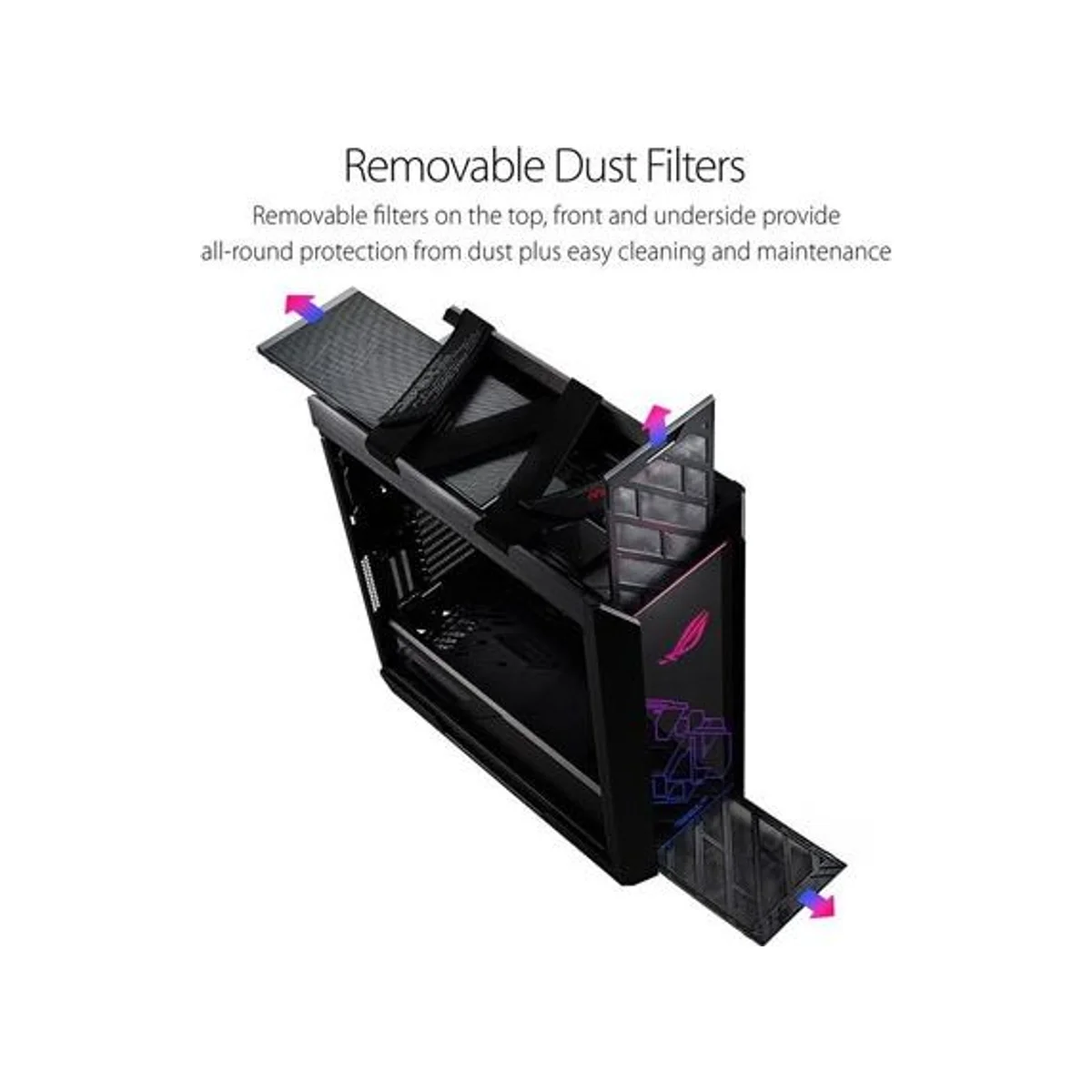 Asus ROG Strix GX601 Helios Mid Tower Tempered Glass RGB E-ATX Gaming Case - Black - 90DC0020-B39000 view 6
