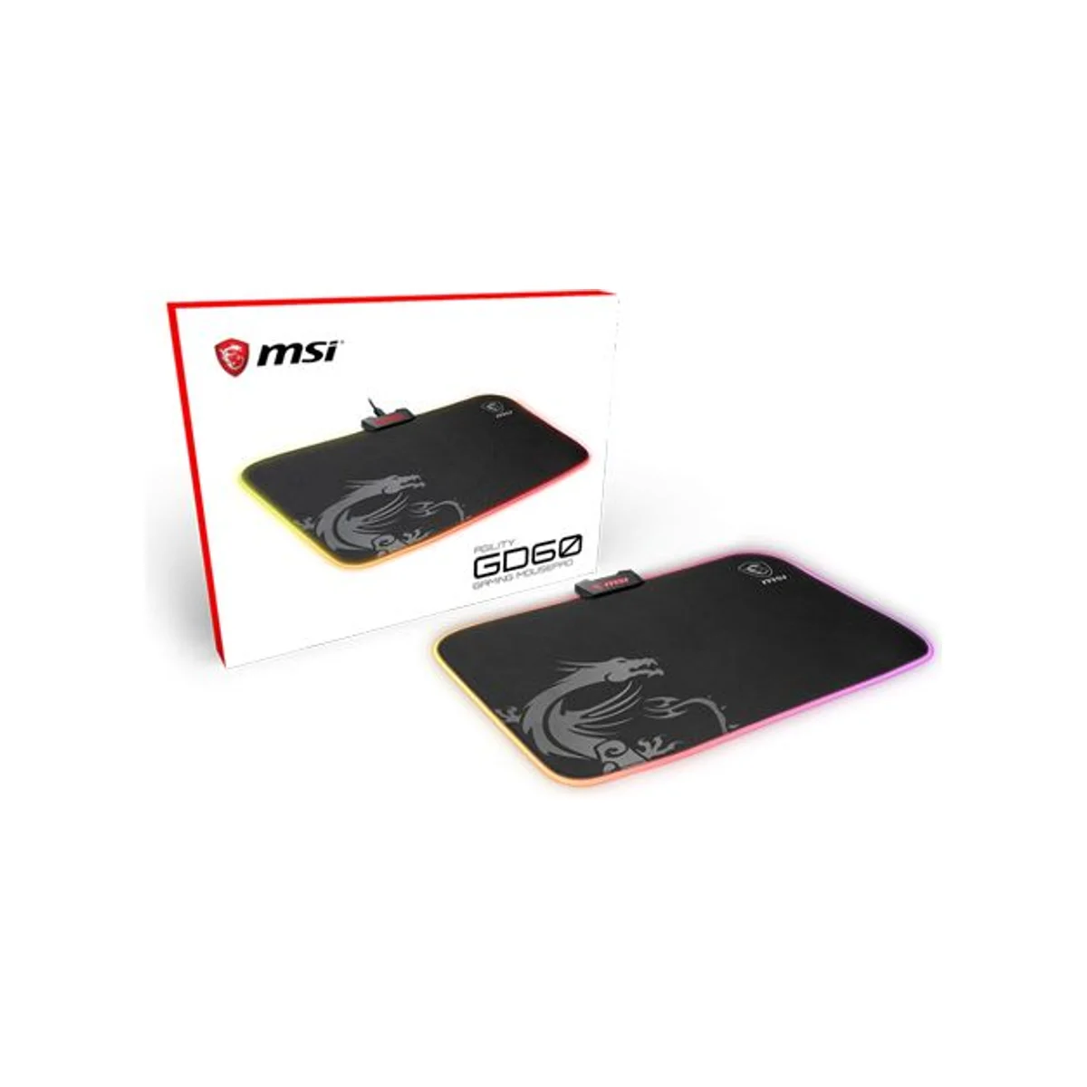 MSI Agility GD60 Gaming Mousepad (Micro-texture, Natural Rubber, RGB Lighting) - AGILITY-D60
