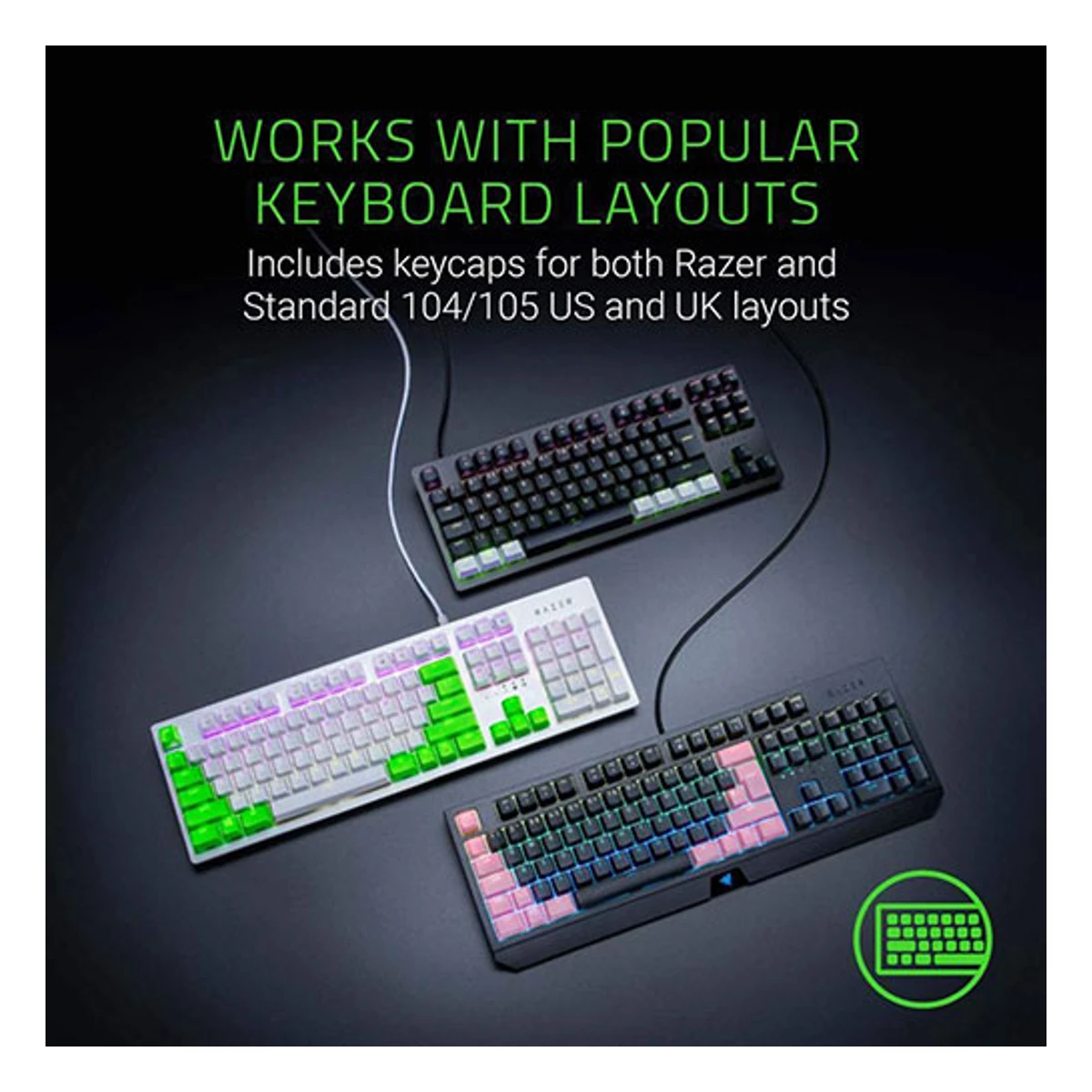 Razer Doubleshot PBT Keycap Upgrade Set for Mechanical & Optical Keyboards - Quartz Pink | RC21-01490300-R3M1 view 3