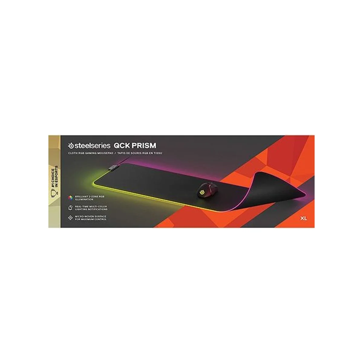 SteelSeries QcK Gaming Surface XL RGB Prism Cloth Mouse Pad (Black, 2-Zone RGB, Never-Slip Base) - 63826 view 5