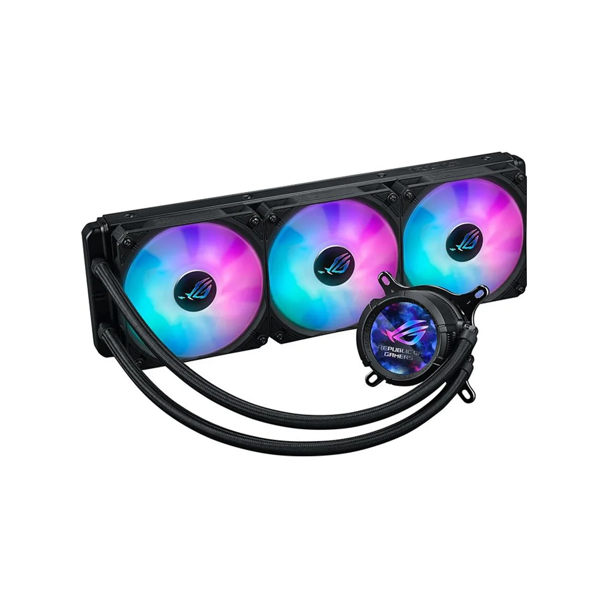 ASUS ROG STRIX LC III LCD 360mm ARGB CPU Liquid Cooler - Black (360mm Radiator, 3x 120mm PWM Fans, 2.1" IPS LCD, Aura Sync) - 90RC00W1-M0UAY0 view 2
