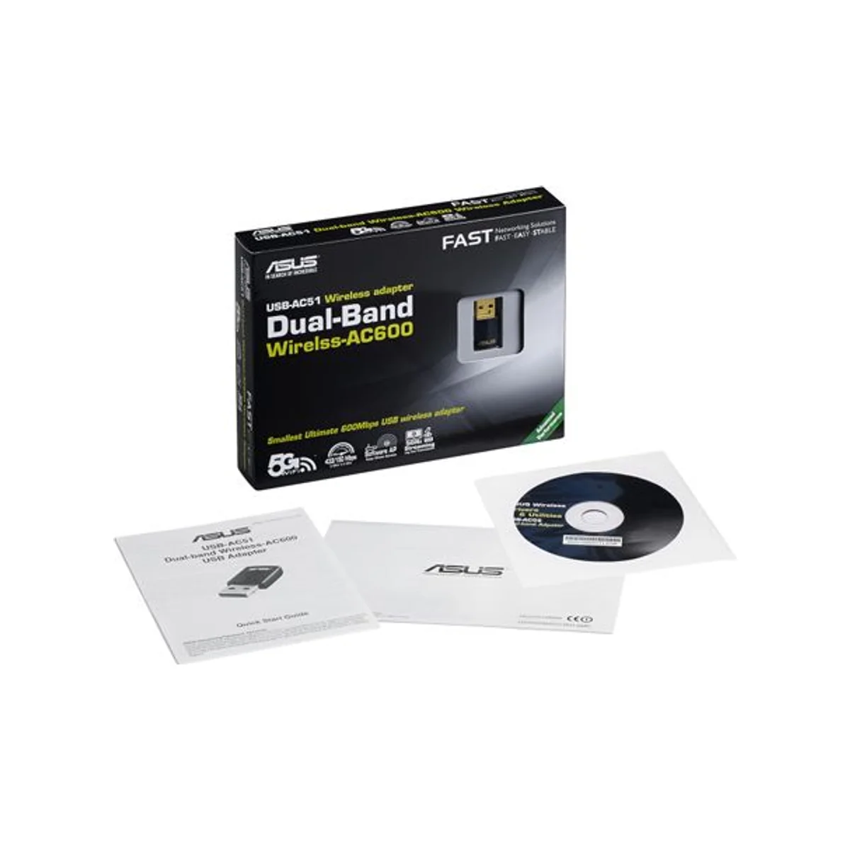 ASUS USB-AC51 Dual-Band Wireless-AC600 Wi-Fi Adapter - AC600, Dual-Band, USB 3.0 - 90IG00I0-BM0G00 view 4