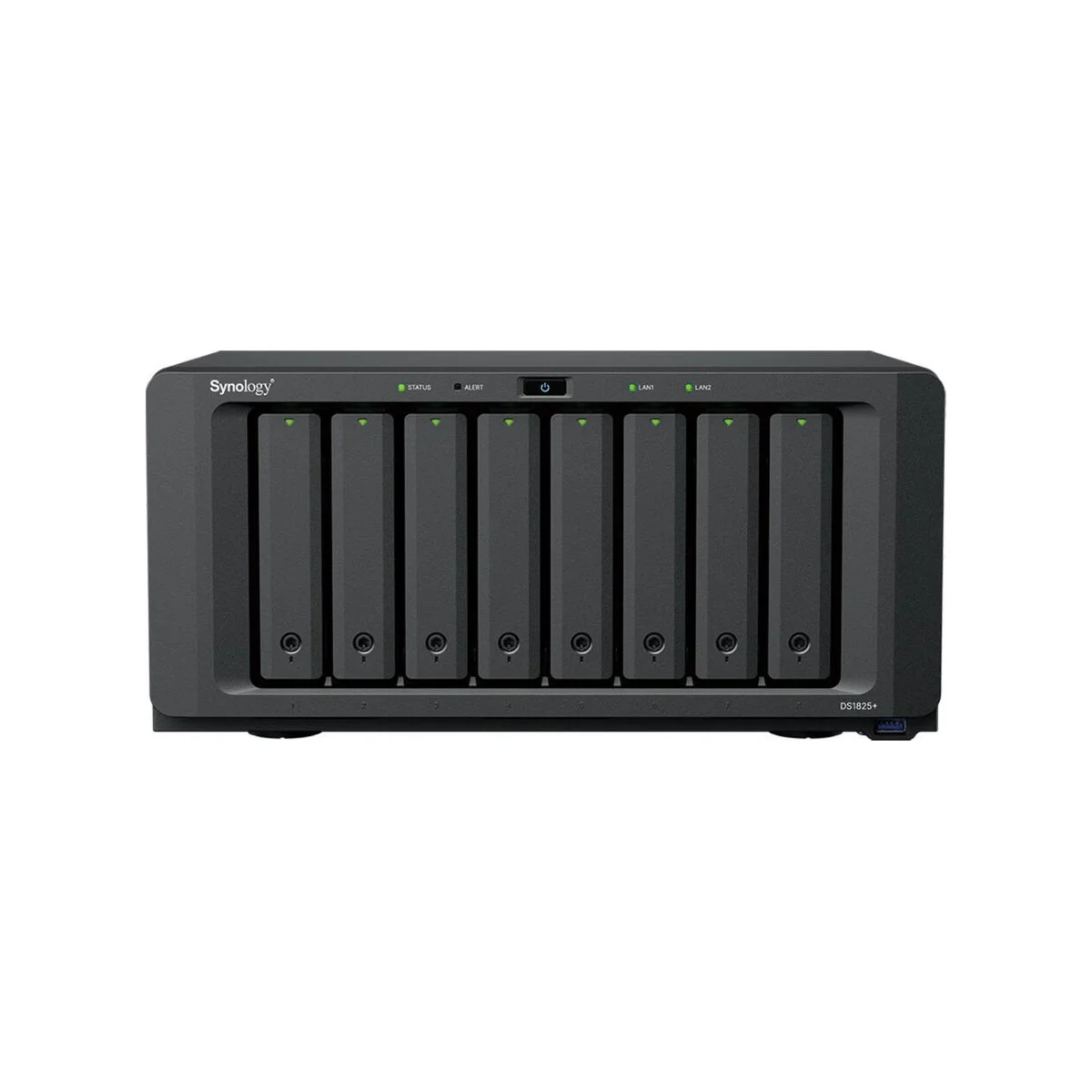 Synology DiskStation DS1825+ NAS Enclosure (8-Bay, AMD Ryzen V1500B, 8GB RAM, 2.5GbE LAN) - Black - DS1825+ view 2