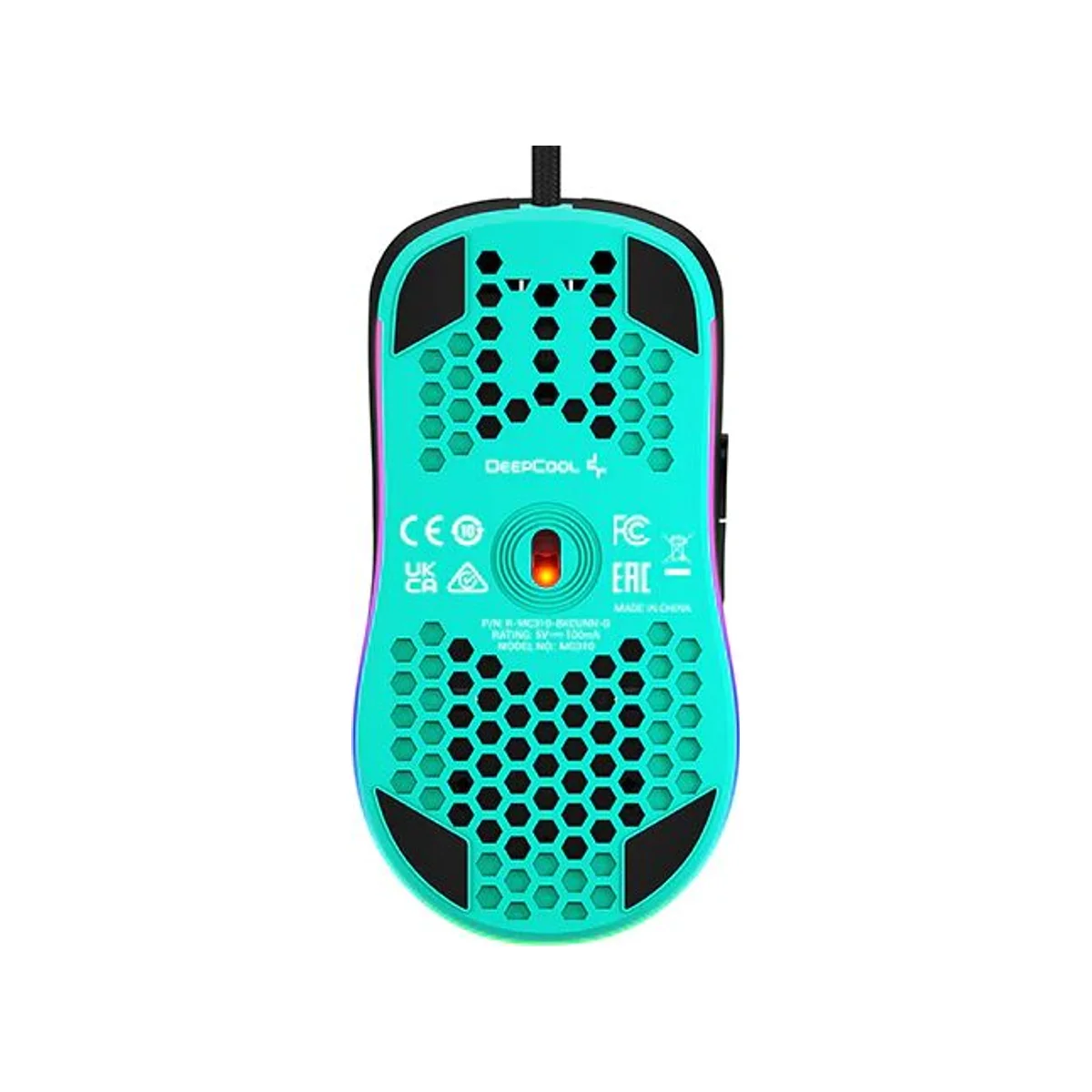 DEEPCOOL MC310 Ultralight Gaming Mouse - Black (12800 DPI, 7 Programmable Buttons, RGB) - R-MC310-BKCUNN-G view 4