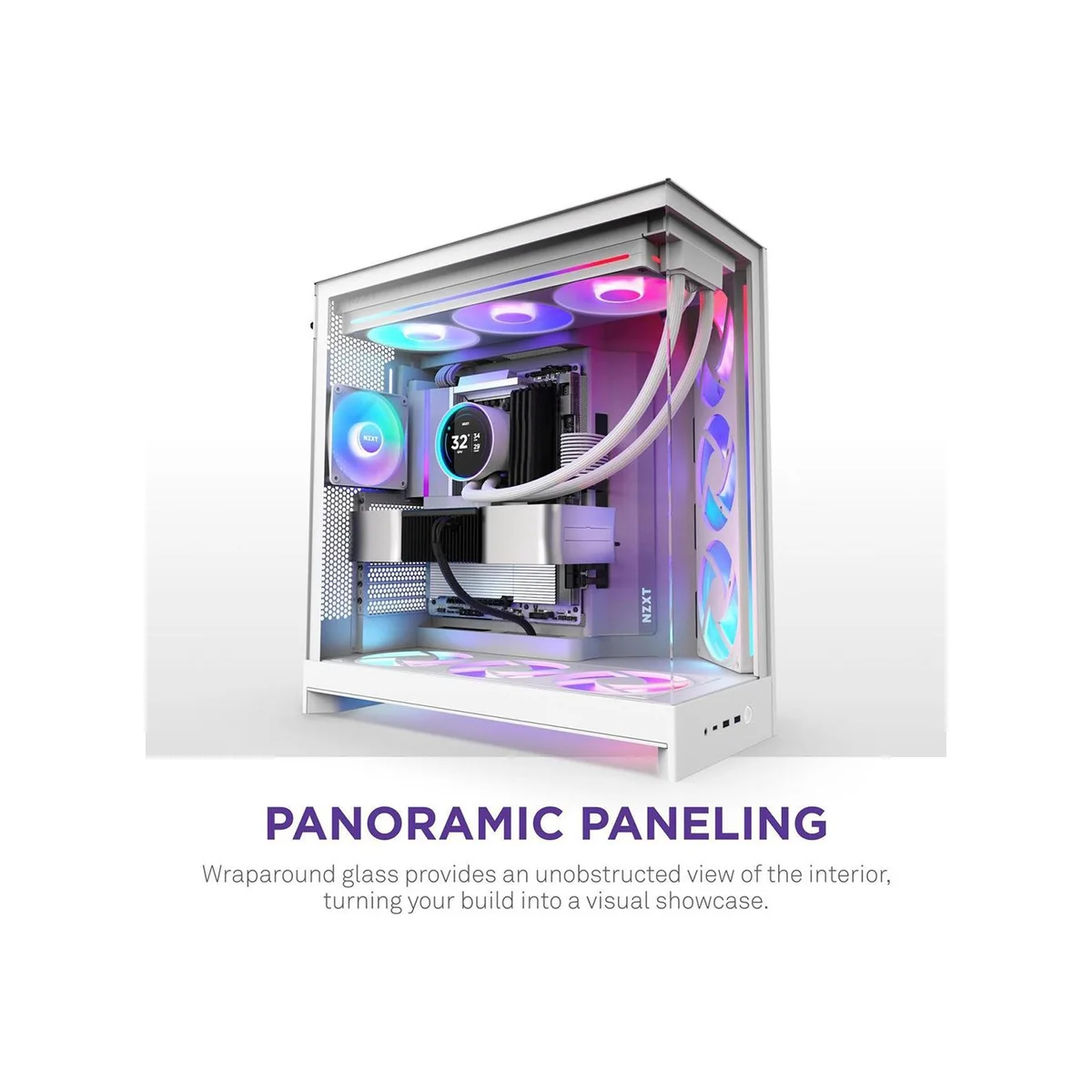 NZXT H9 Flow RGB (2025) Dual-Chamber ATX Mid Tower Gaming Case – White | CM-H92FW-R1 view 4