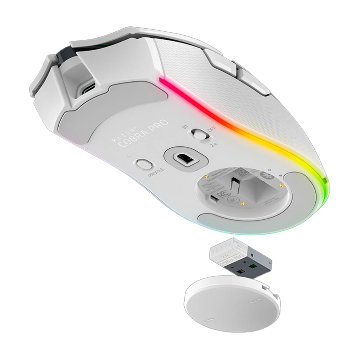 Razer Cobra Pro Lightweight Optical RGB Wireless Gaming Mouse - White - RZ01-04660200-R3G1 view 6