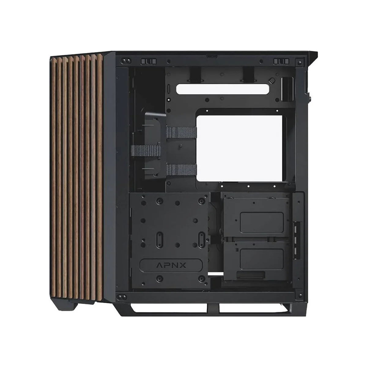 APNX V1 Dual-chamber Mid-Tower Gaming Case - Black/Wood - APCM-VI01103.11 view 6
