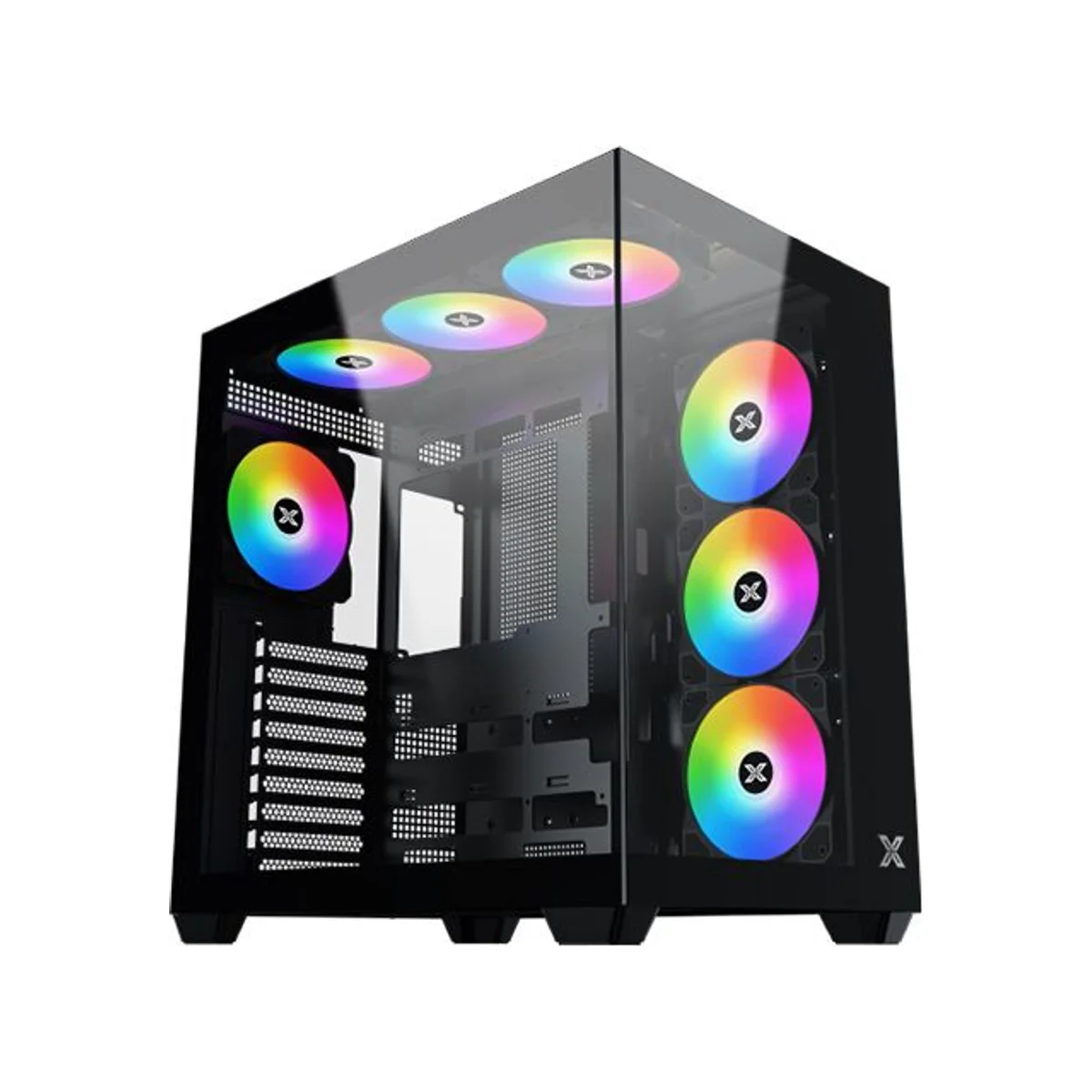 Xigmatek Aqua V Air Tempered Glass ARGB Mid-Tower Gaming Case - Black - EN45820