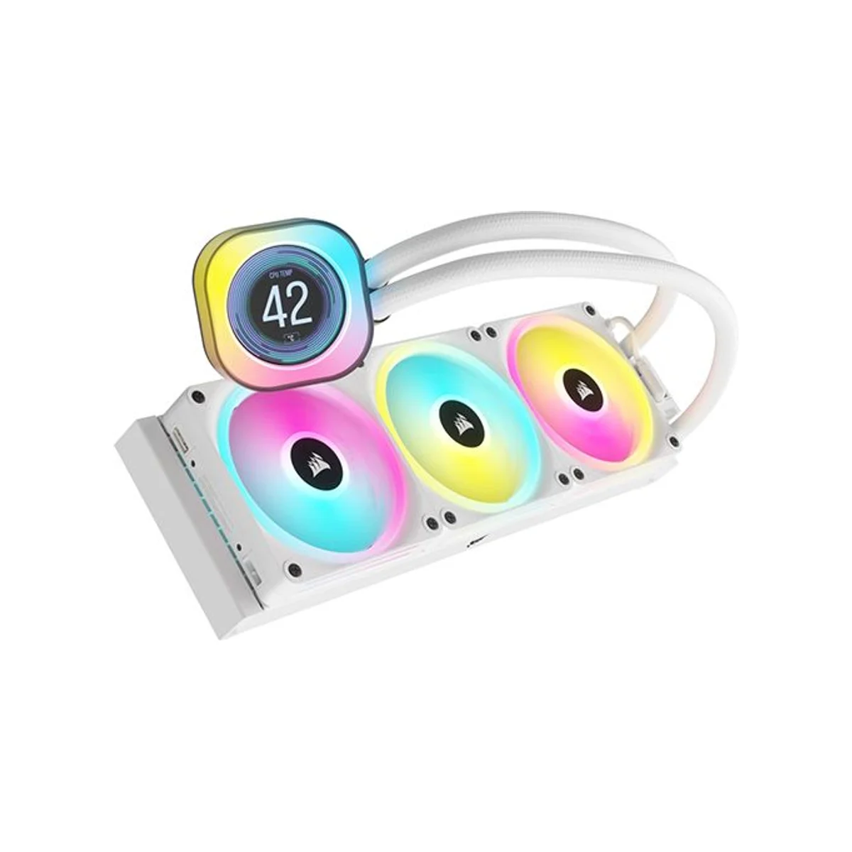 Corsair iCUE LINK H150i LCD CPU Liquid Cooler - White (360mm Radiator, QX120 RGB Fans, 2.1" LCD Display) - CW-9061010-WW view 2
