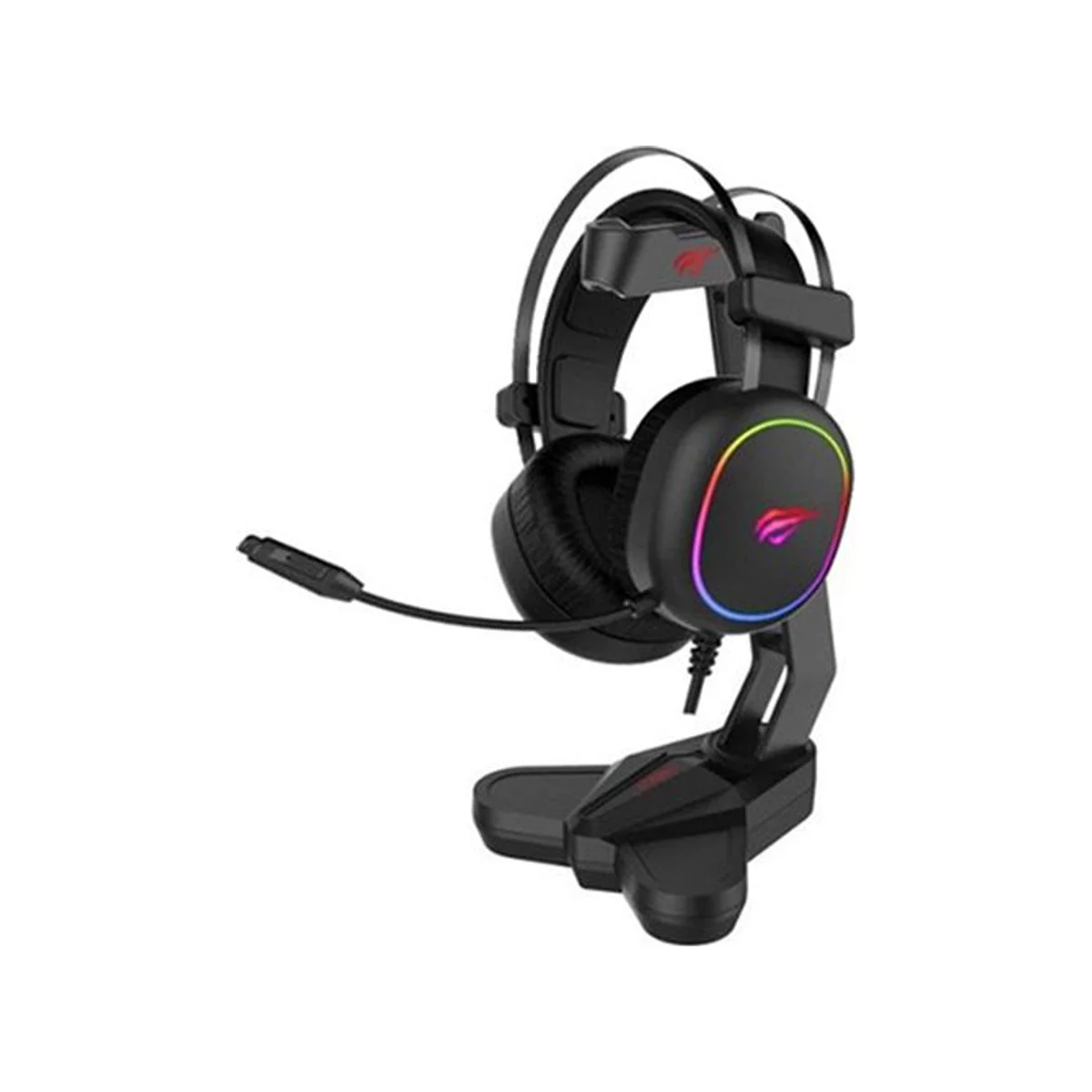 HAVIT HY505 Headphone Holder Stand - Black (ABS Plastic, 2xUSB 2.0, 3.5mm) - HY505 view 2