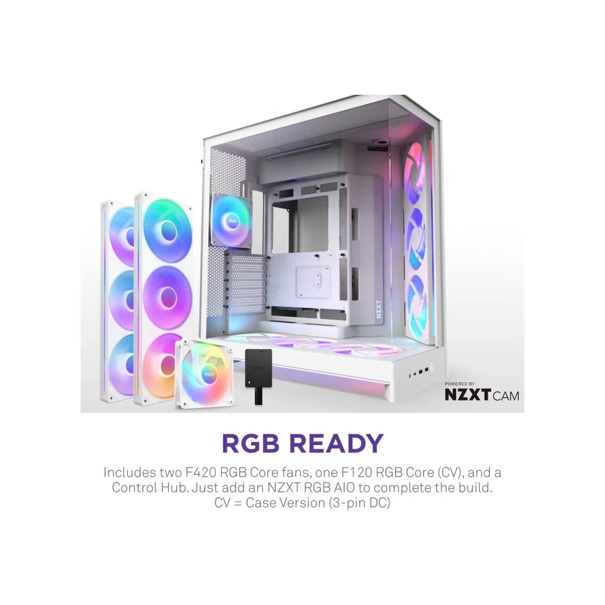 NZXT H9 Flow RGB+ ATX Mid Tower Gaming Case – White - CM-H92FW-P1 view 6